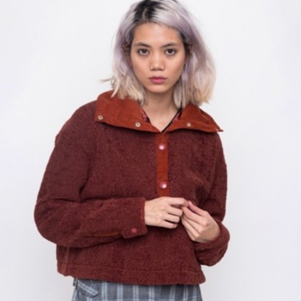 House of Sunny Teddy Pullover in Rust